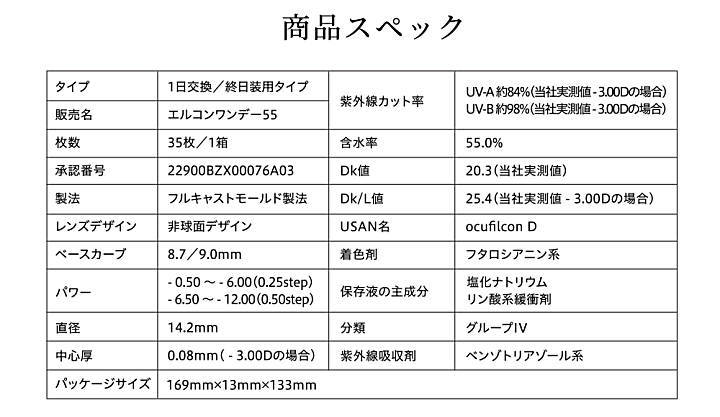 エルコンワンデー55スペック