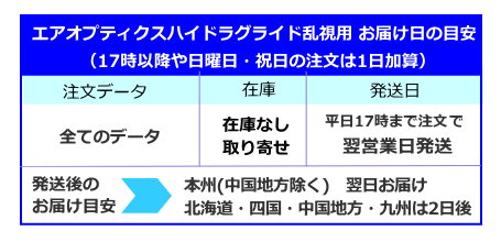 エアオプテクスハイドラグライド乱視用お届け日の目安